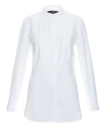 saba white collarless shirt