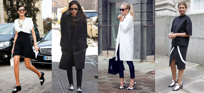 street style black and white shoesx4