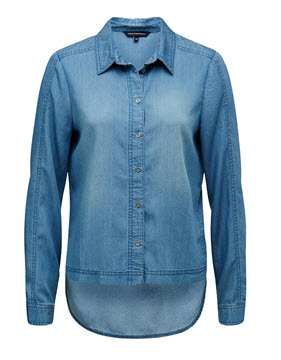 french conn denim shirt with tail bum coverage