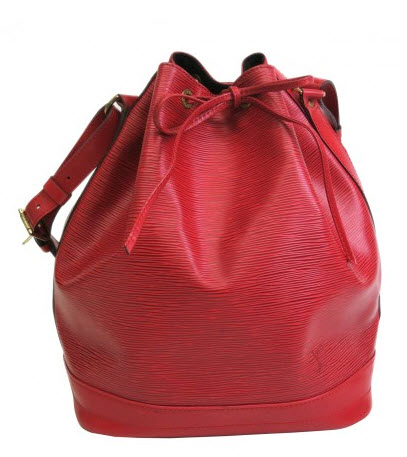 vuitton red bucket bag is adorable