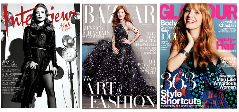 jessica chastain covers x 3