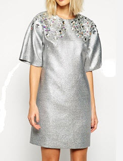 asos silver beaded dress top