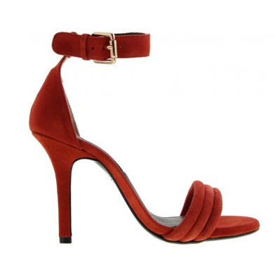 shoes red sude ankle strap
