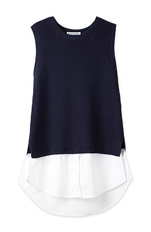 country road navy knit over white trim