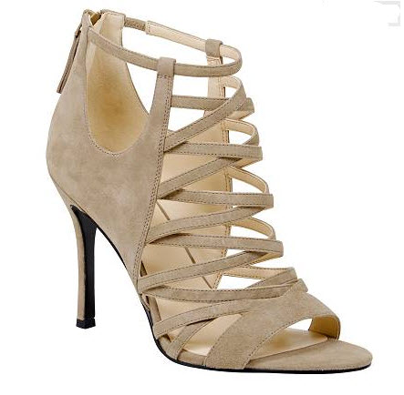 ninewest suede strappy heels taupe