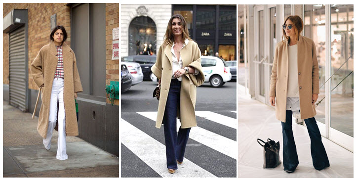 camel coats and flares
