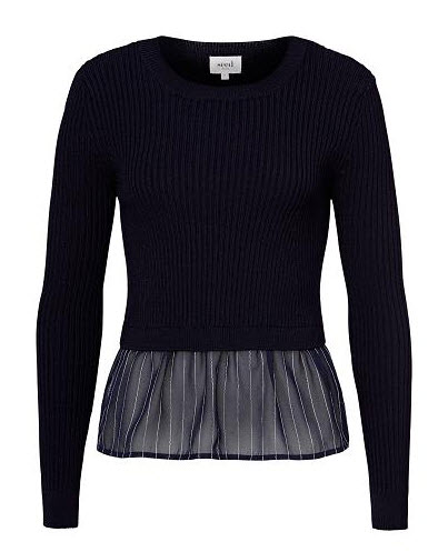 seed navy sweater with sheer