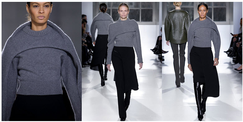 balenciags grey cape sweater runway