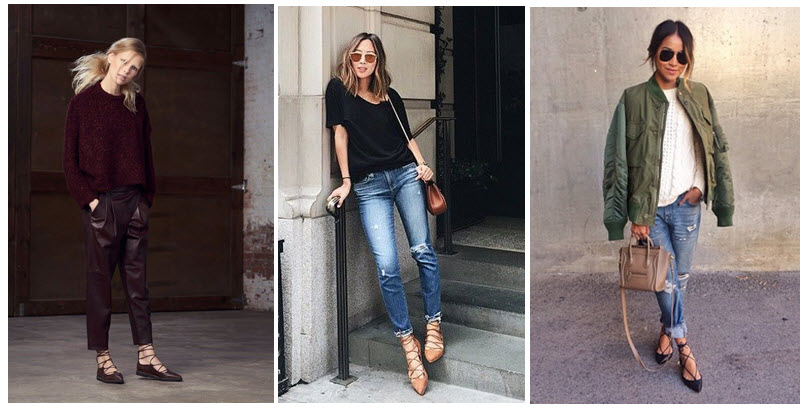 laceup flats street style x 3
