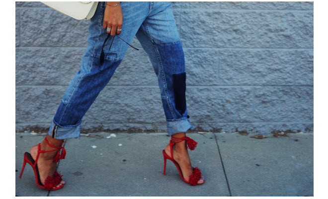 Blue Side-stripe cuffed jeans | Alexander McQueen | MATCHES UK