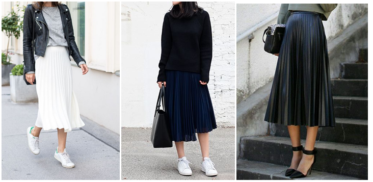 pleat skirts how to wear street style