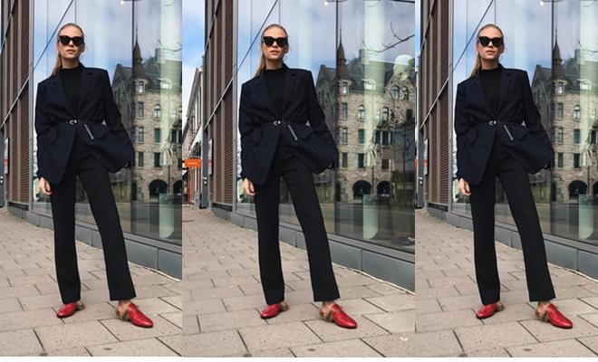 steal her style trousers suit red gucci