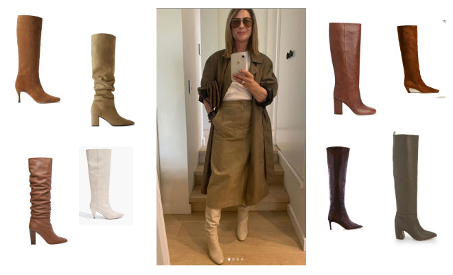 Need now: knee high boots in tan, white 