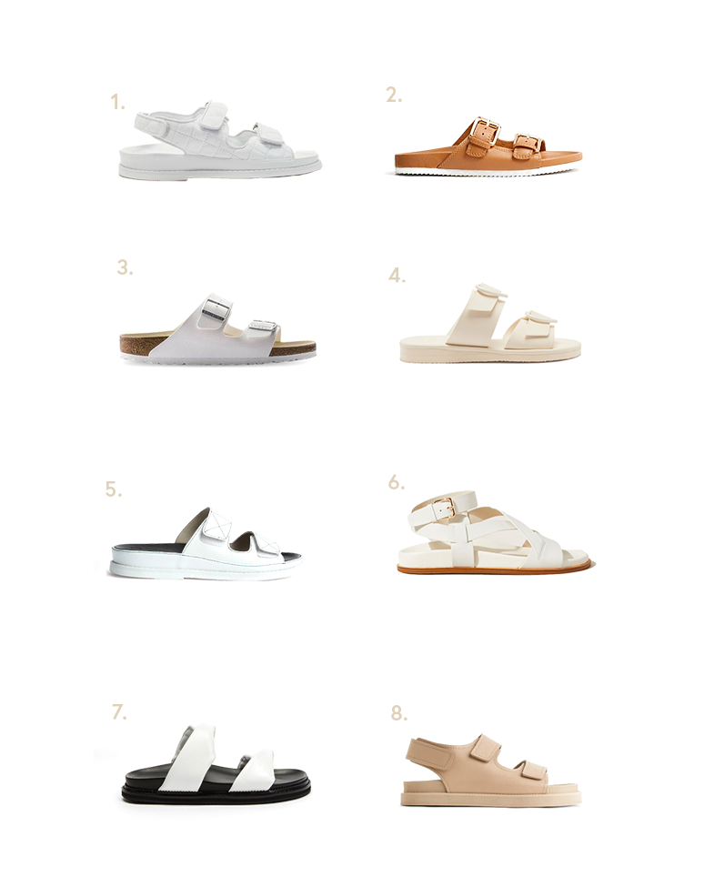 white chunky sandals