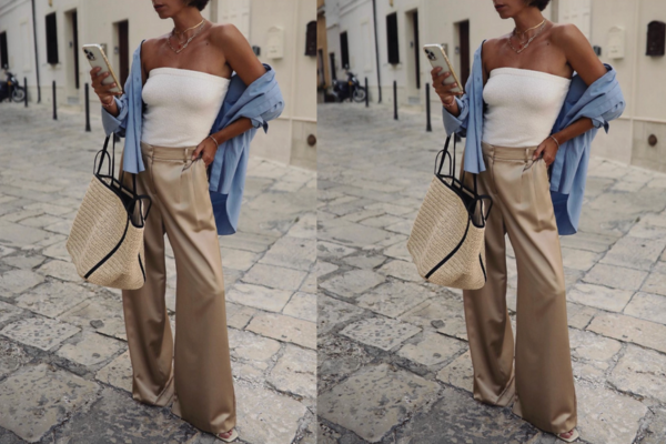 Is there anything easier than a blue shirt & beige pants? Steal her style!  – The FiFi Report
